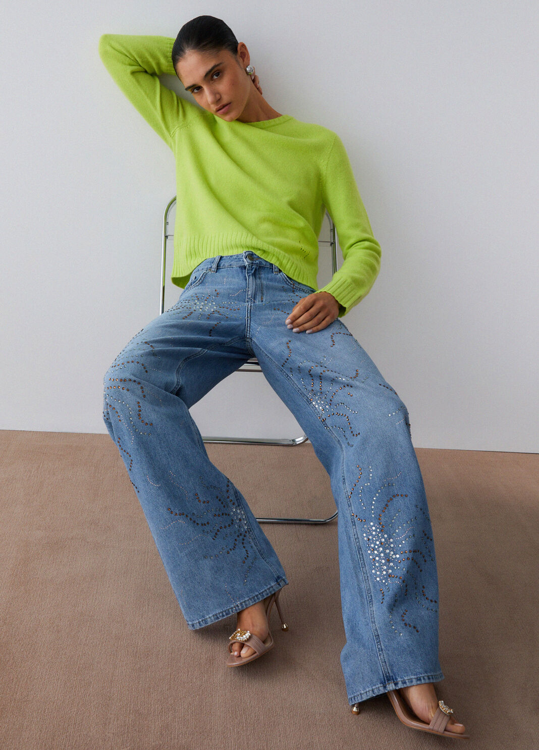 Pull en laine et cachemire jaune Liu Jo - large image number 2