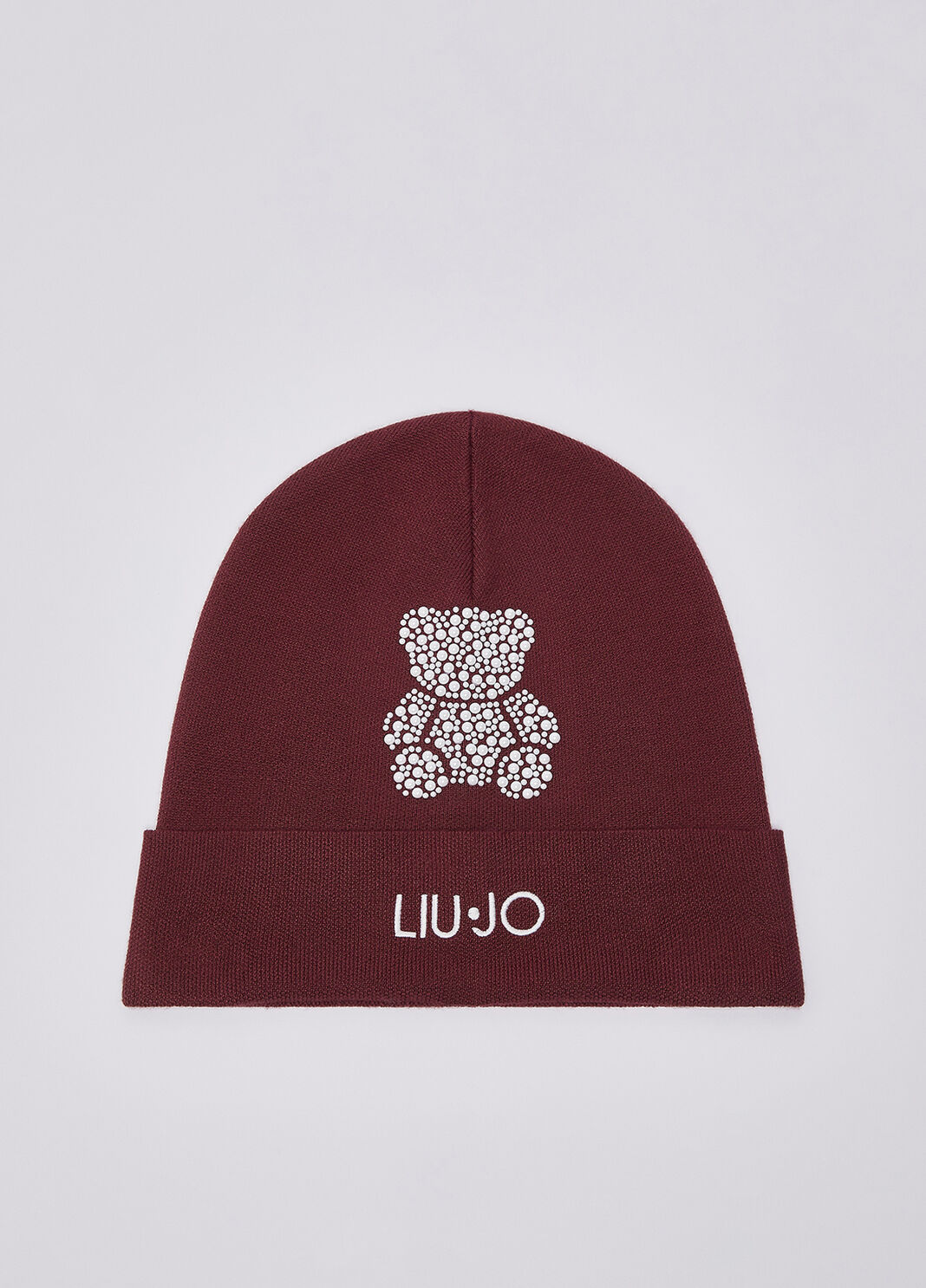Knitted Hat with Rhinestones dark red Liu Jo - large image number 1