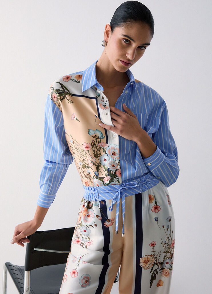 Рубашка из принтованного твила и поплина оранжевый/голубой Liu Jo - medium