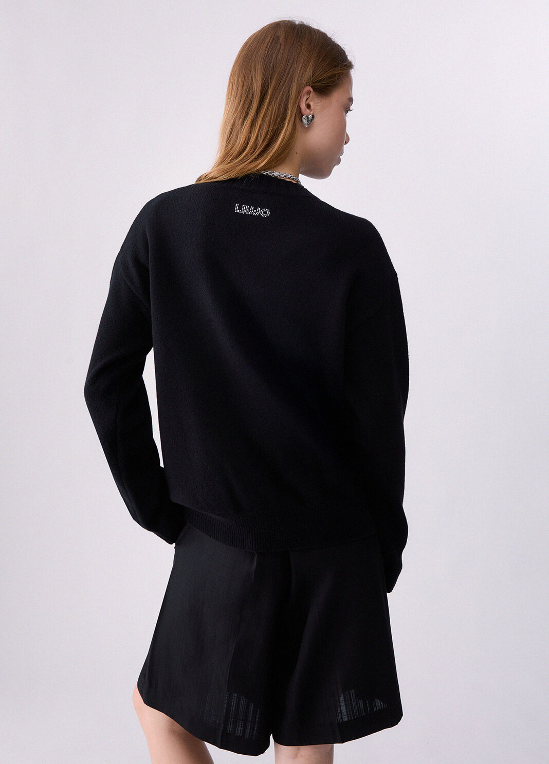 Maglia jacquard in lana Mrs Mouse nero/Miss mouse Liu Jo - large image number 1