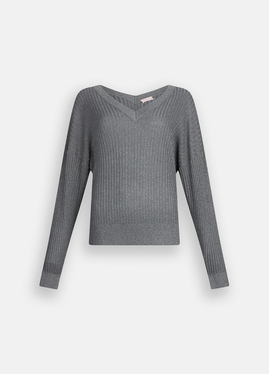 Джемпер с V-образным вырезом горловины антрацитовый Liu Jo - large image number 6