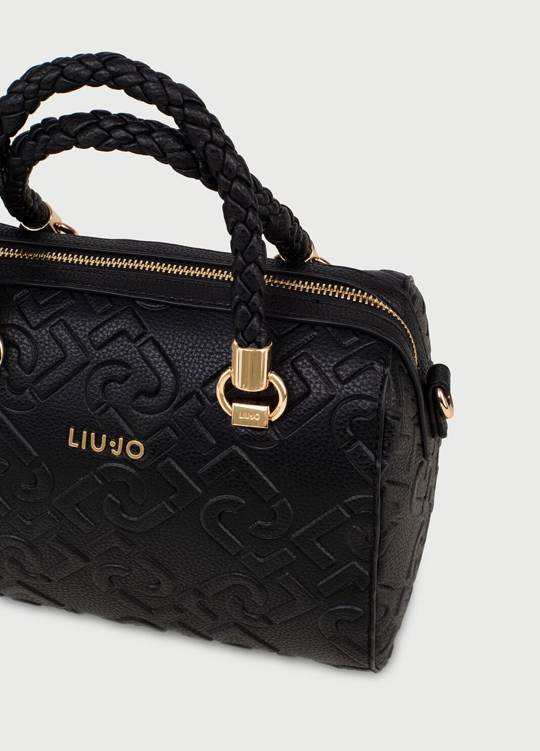 Mini boston bag with logo Black Liu Jo - large image number 4
