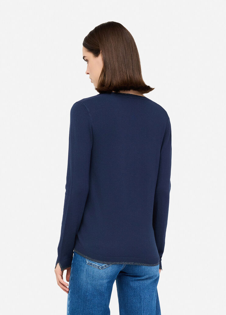 Pullover mit V-Ausschnitt Marineblau Liu Jo - large image number 1