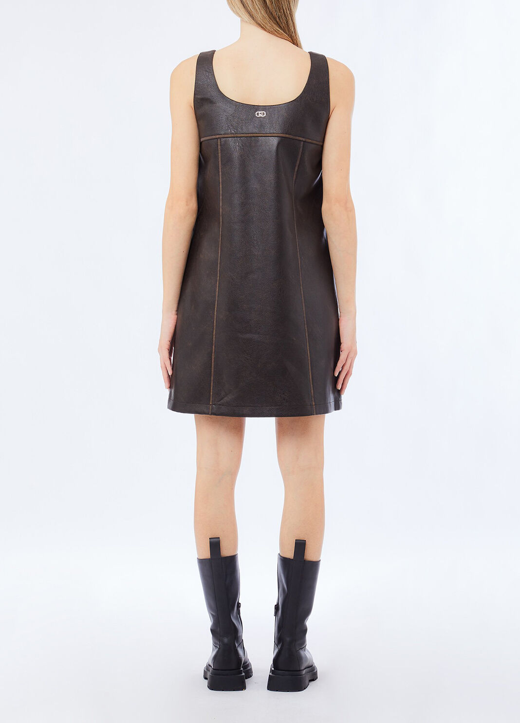 Kurzes Kleid aus beschichtetem Gewebe Helles Schokoladenbraun Liu Jo - large image number 1