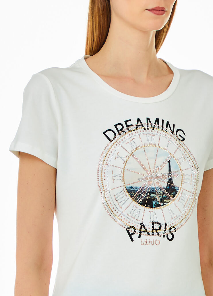 T-Shirt mit Print und Strass weiß Liu Jo - large image number 2