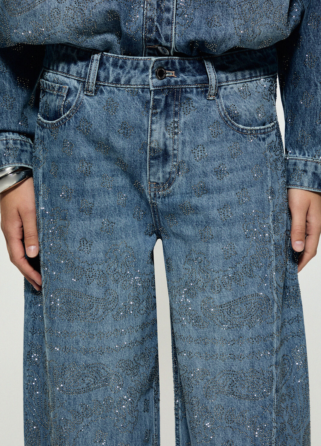 Jeans Balloon mit Strass dunkelblauer Denim Liu Jo - large image number 4