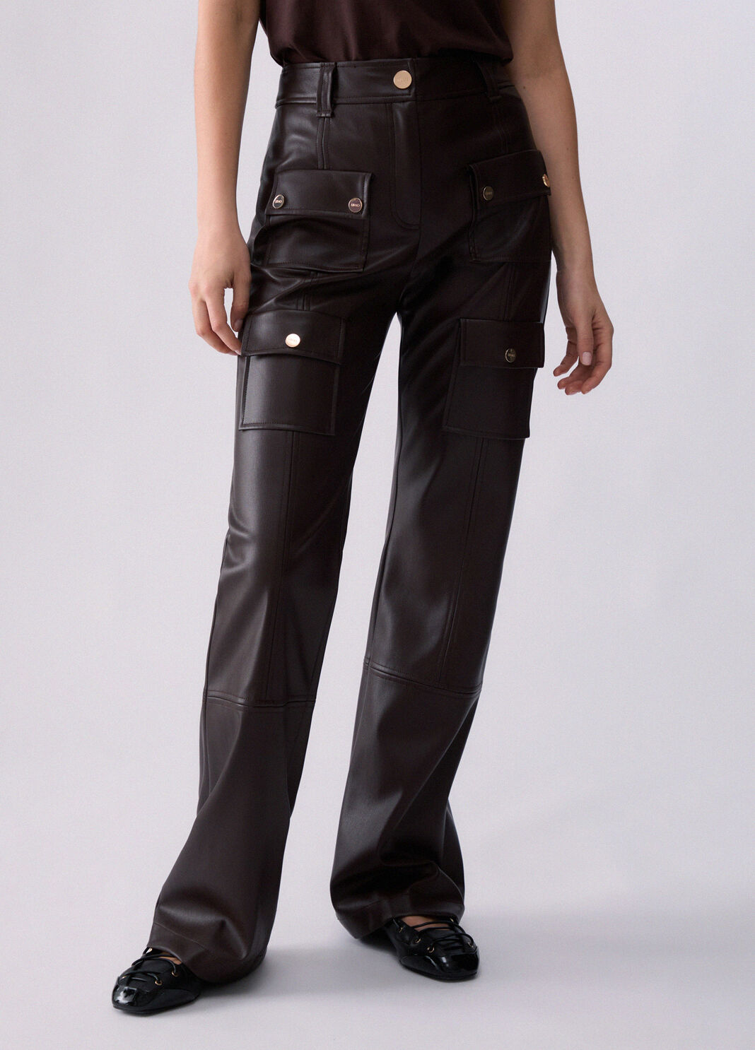 Pantalon en tissu enduit moka Liu Jo - large image number 0