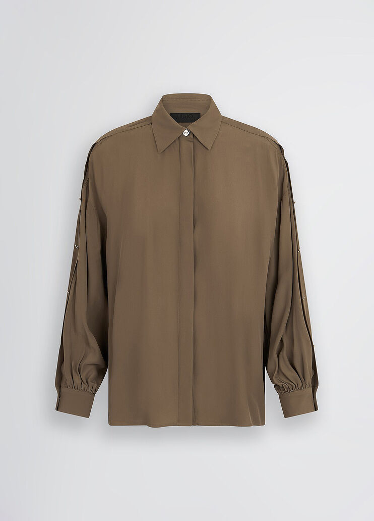 Crêpe de chine shirt khaki green Liu Jo - large image number 6 Crêpe de chine shirt khaki green Liu Jo - large image number 6