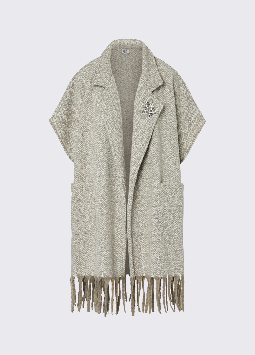 Poncho lang Jacquard Grau Liu Jo - large image number 6