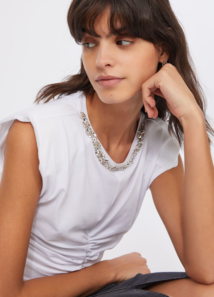 Top en coton avec strass blanc Liu Jo - medium