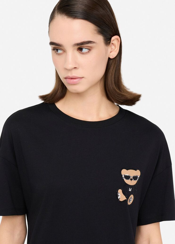 T-shirt with embroidery and rhinestones black Liu Jo - medium T-shirt with embroidery and rhinestones black Liu Jo - medium