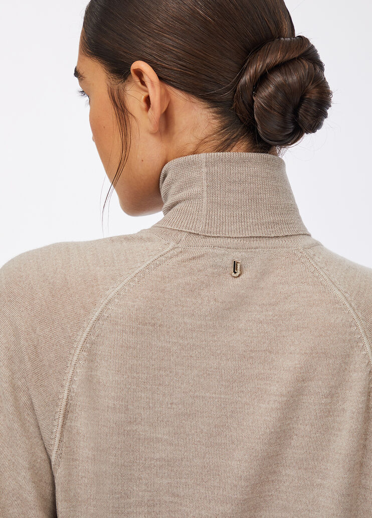 Pull à col roulé en laine avec dentelle gris tourterelle Liu Jo - large image number 3