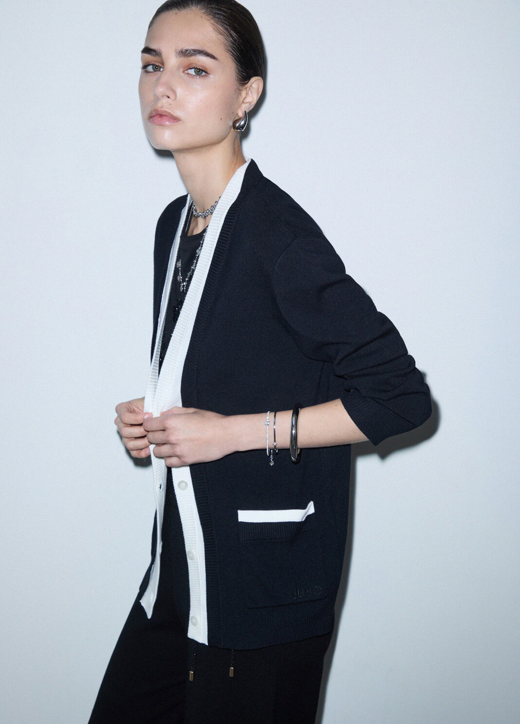 Gilet en maille ouverte noir Liu Jo - large image number 3