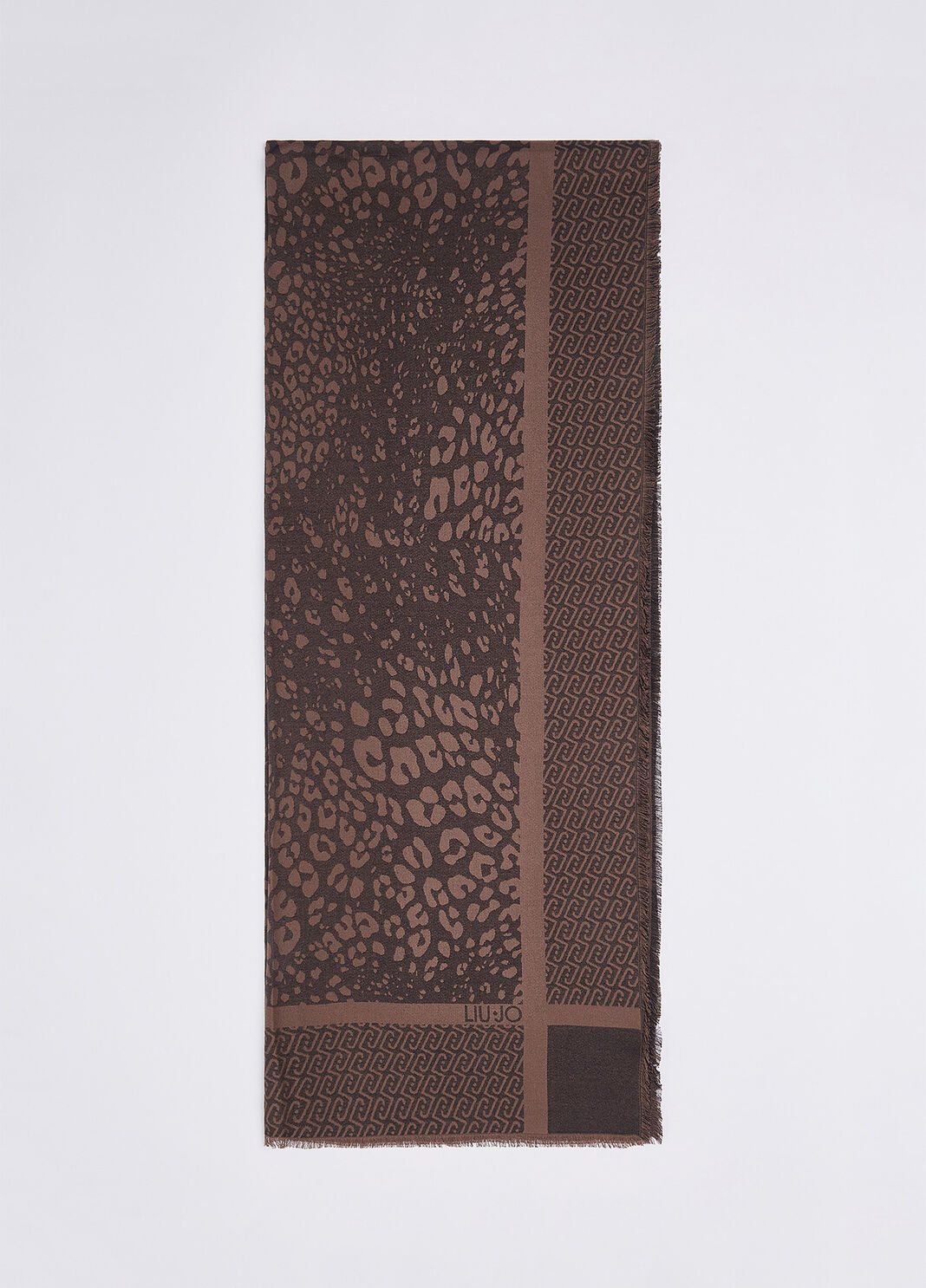 Stole jacquard animal-print with logo black Liu Jo - large image number 2