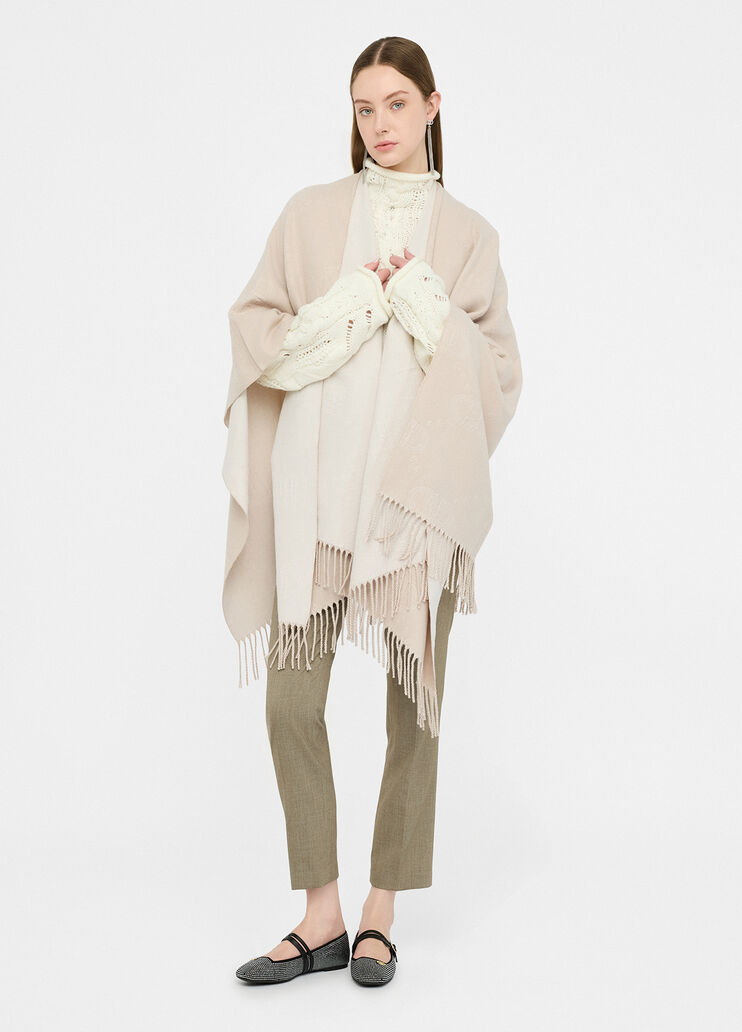 Poncho with logo and fringes oat Liu Jo - medium Poncho with logo and fringes oat Liu Jo - medium