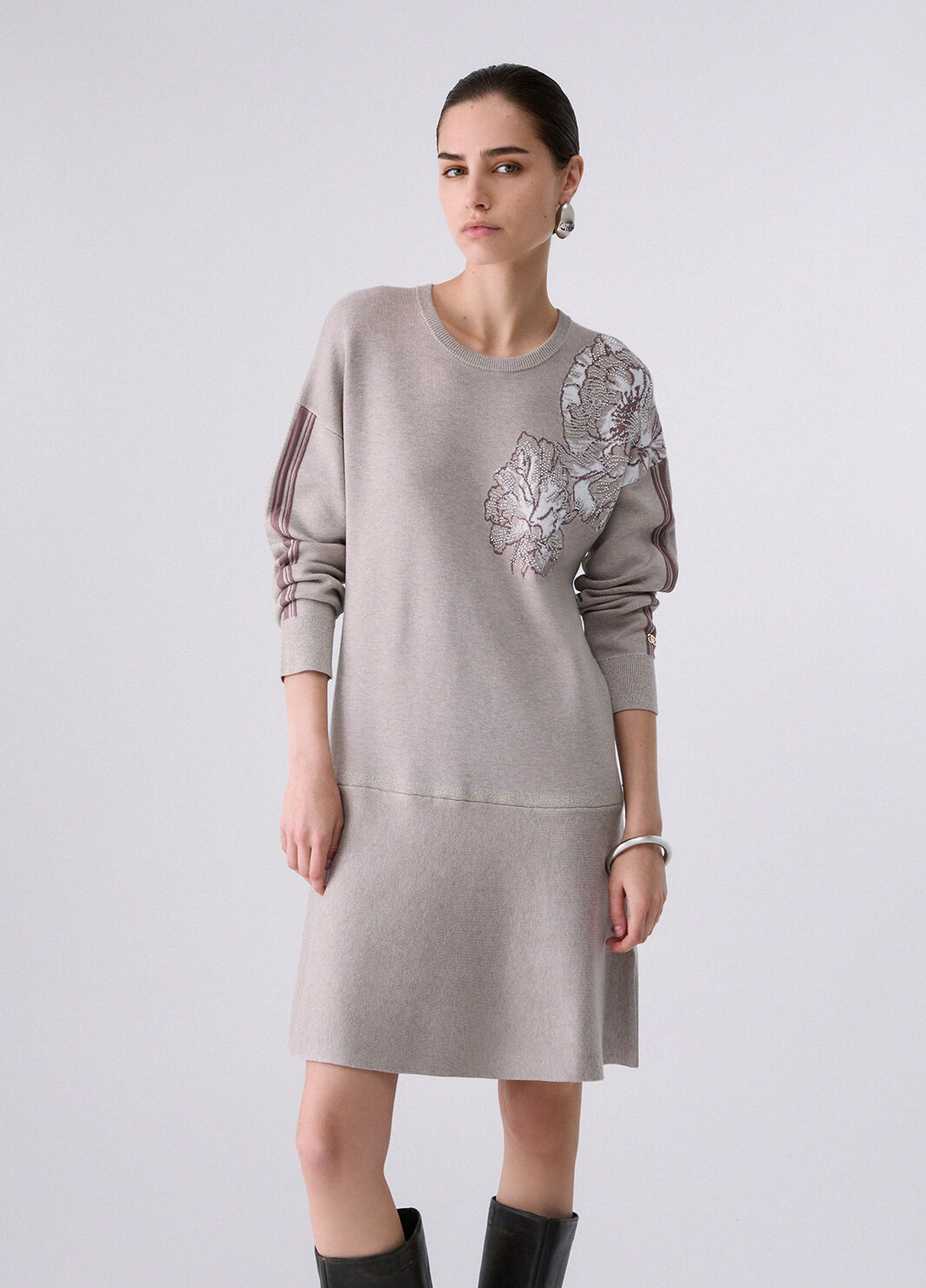 Short jacquard knit dress beige Liu Jo - large image number 0