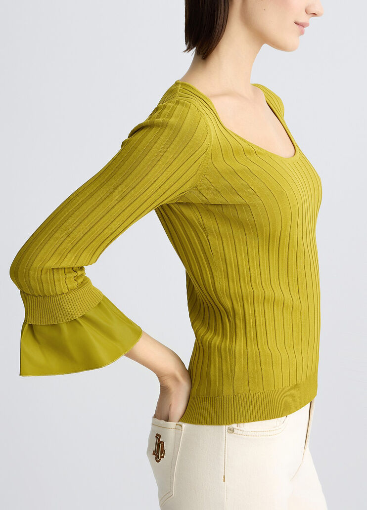 Jumper with flounced sleeves avocado Liu Jo - large image number 3 Jumper with flounced sleeves avocado Liu Jo - large image number 3