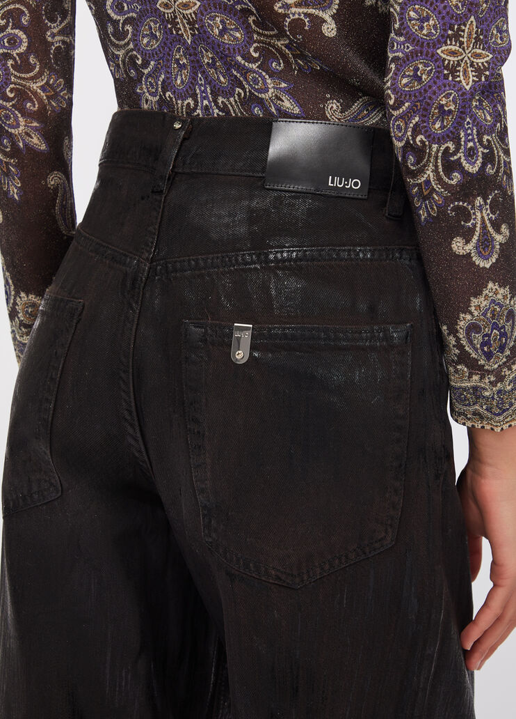 Flared jeans with coated detailing brown denim Liu Jo - medium