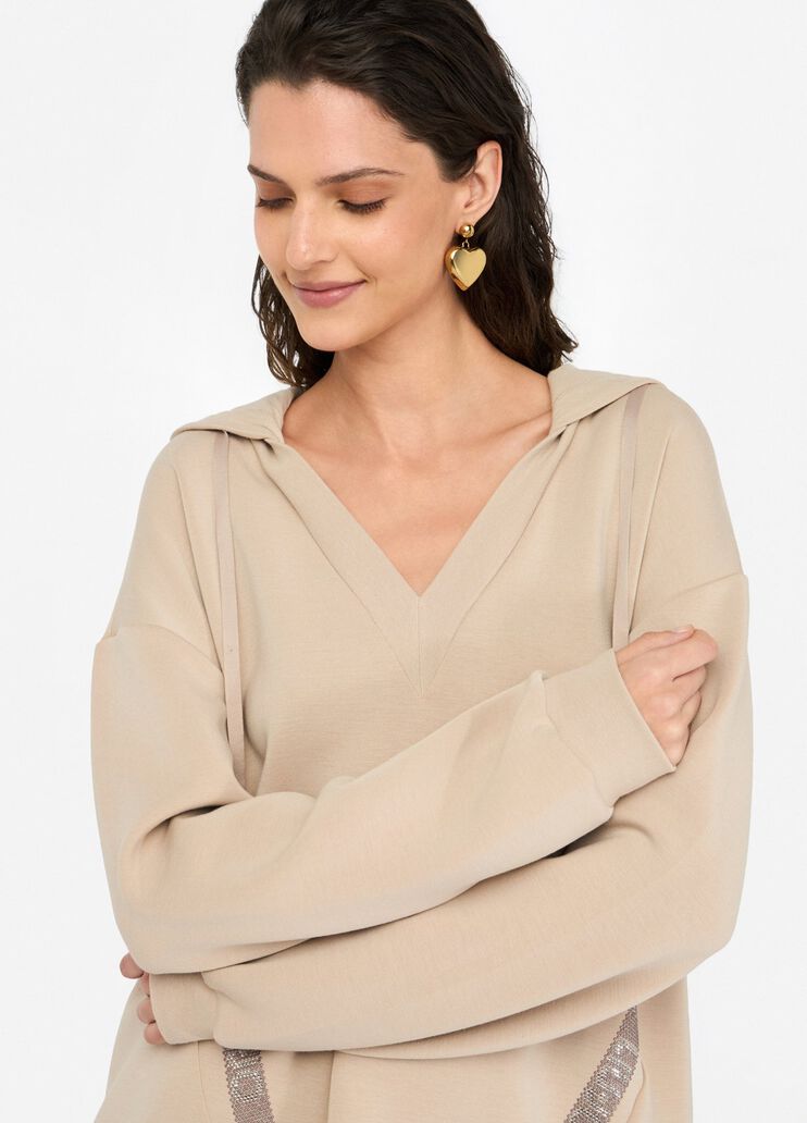 Scuba hoodie beige Liu Jo - large image number 4 Scuba hoodie beige Liu Jo - large image number 4