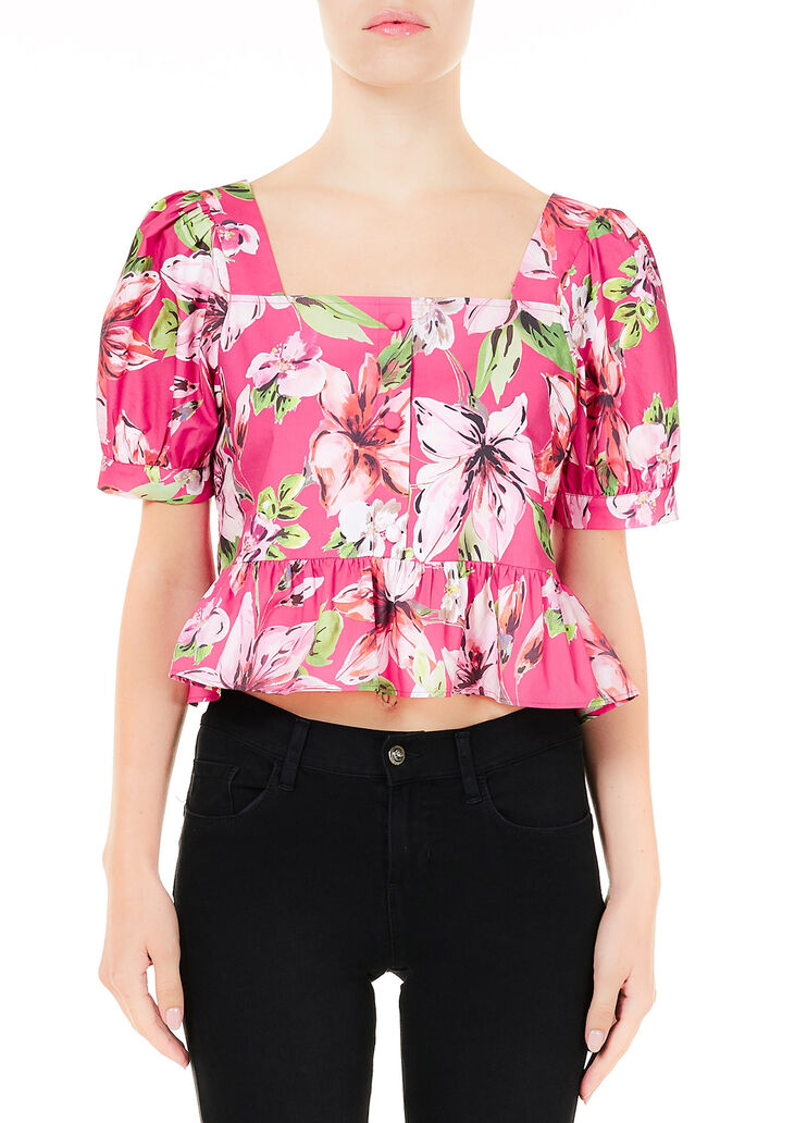 Top with flounces Fuchsia with flowers Liu Jo - large image number 0 Top with flounces Fuchsia with flowers Liu Jo - large image number 0