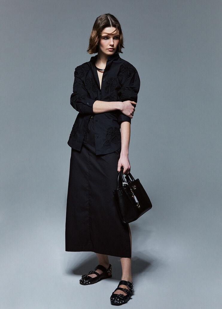 Langer Rock mit G&uuml;rtel Schwarz Liu Jo - medium