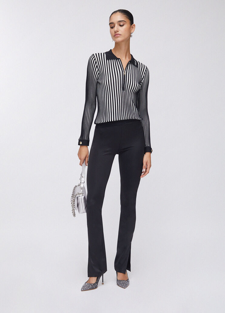 Pull côtelé à col tunisien noir Liu Jo - large image number 5