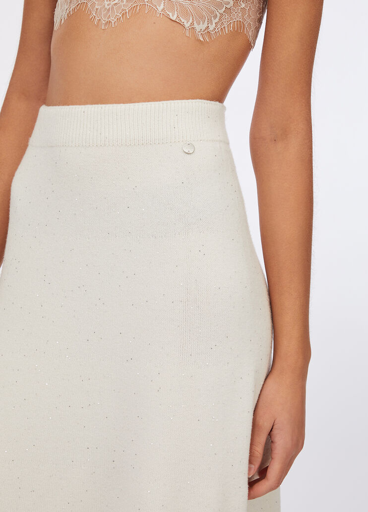 Falda midi de punto con lentejuelas blanco lana Liu Jo - large image number 3