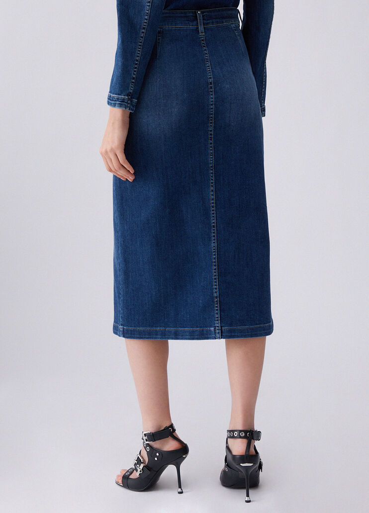 Denim midi skirt dark blue denim Liu Jo - large image number 1