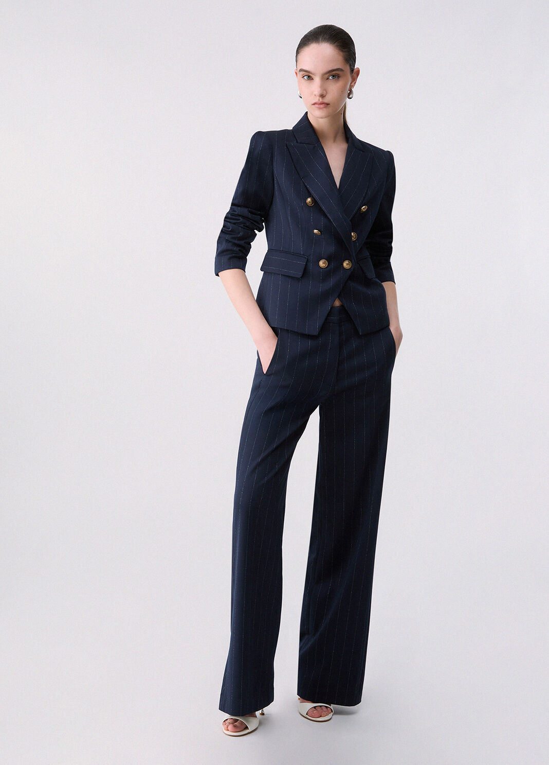 Pinstripe Straight Pants blue pinstripe Liu Jo - large image number 5