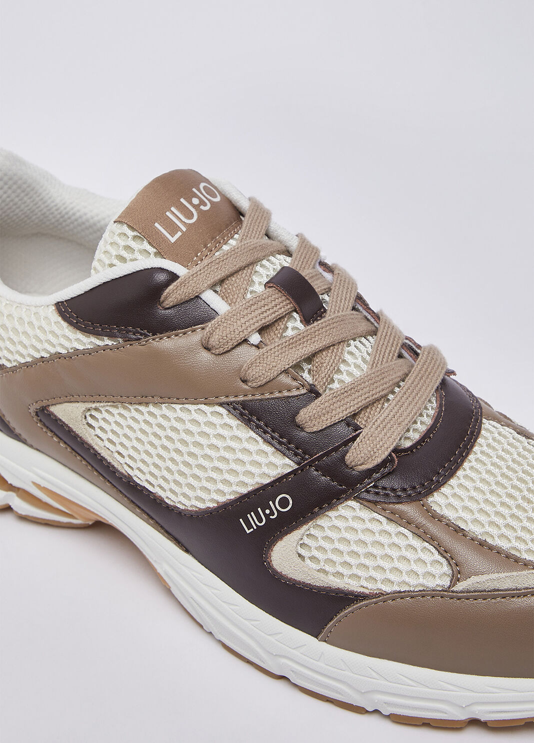Leather and mesh sneakers beige Liu Jo - large image number 5