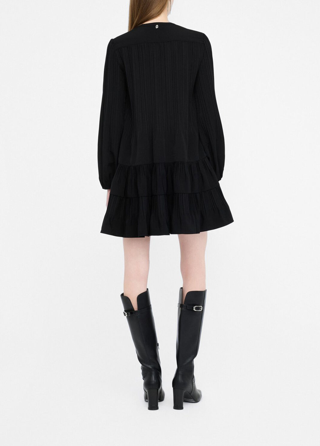Short dress in cr&ecirc;pe de chine black Liu Jo - large image number 1