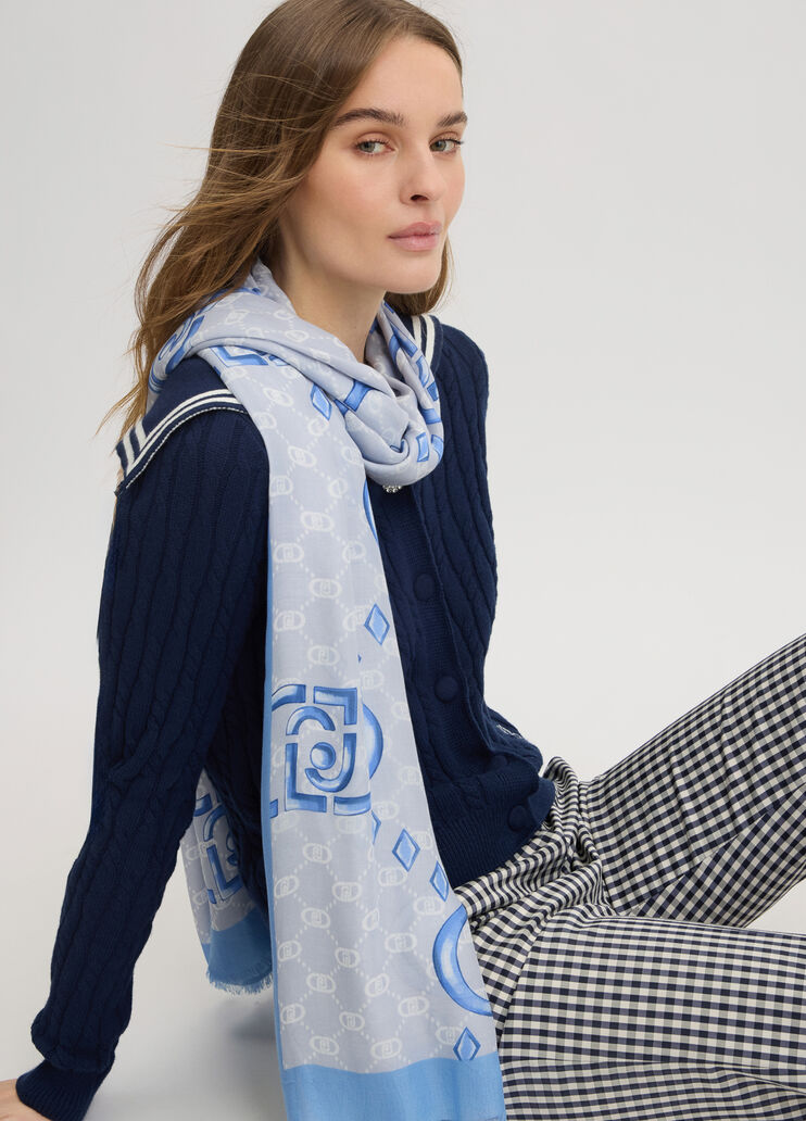 Light blue stole with logo light blue Liu Jo - medium Light blue stole with logo light blue Liu Jo - medium