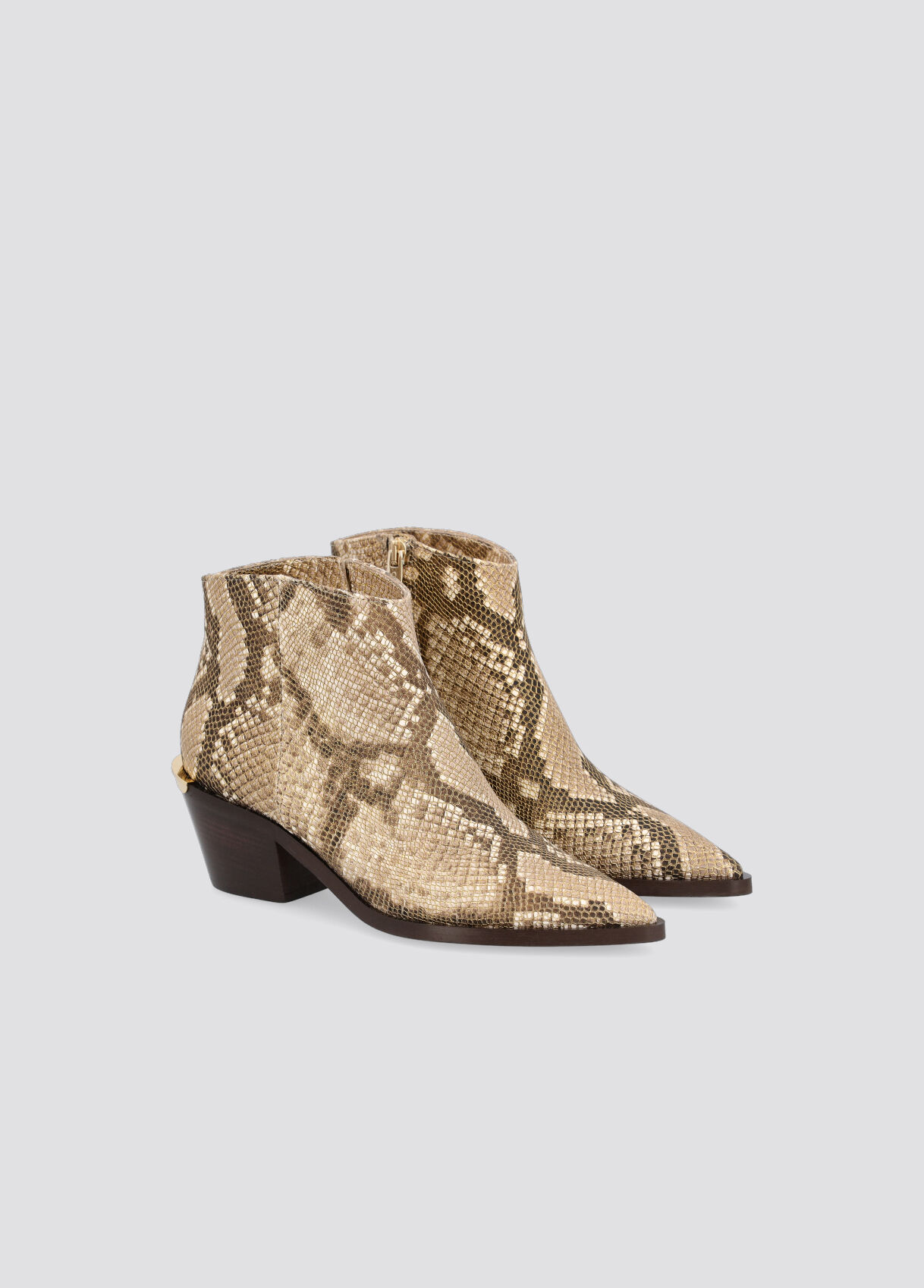 snake effect ankle boots