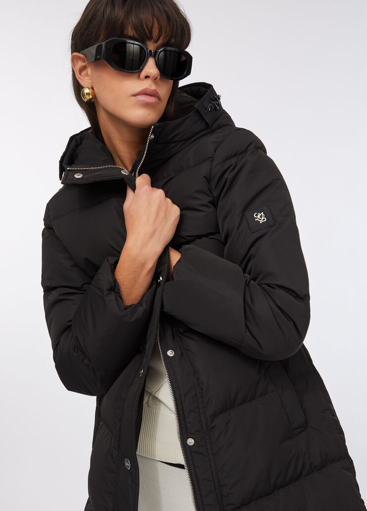 Longline down jacket with bejewelled embroidery black Liu Jo - large image number 2