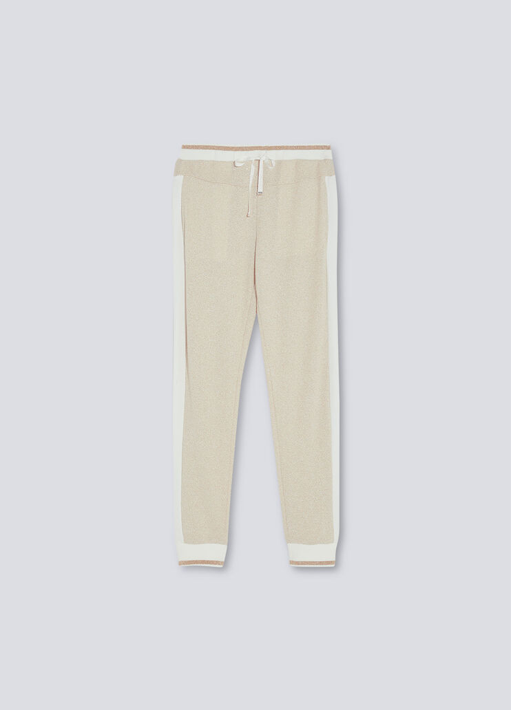 Pantalon en coton molletonné or clair et blanc Liu Jo - large image number 4 Pantalon en coton molletonné or clair et blanc Liu Jo - large image number 4