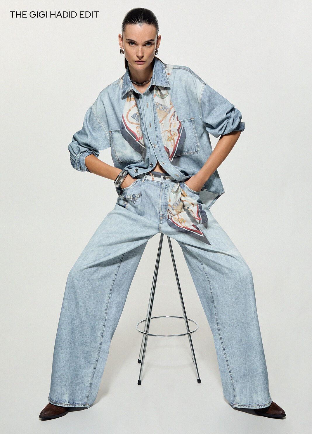 Flare-Jeans mit Tuch heller Denim Liu Jo - large image number 3