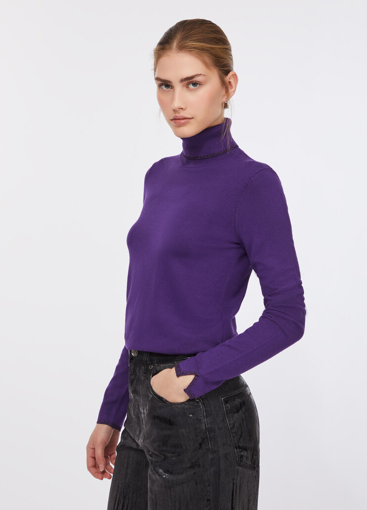 Polo-neck with lurex® details purple Liu Jo - large image number 3