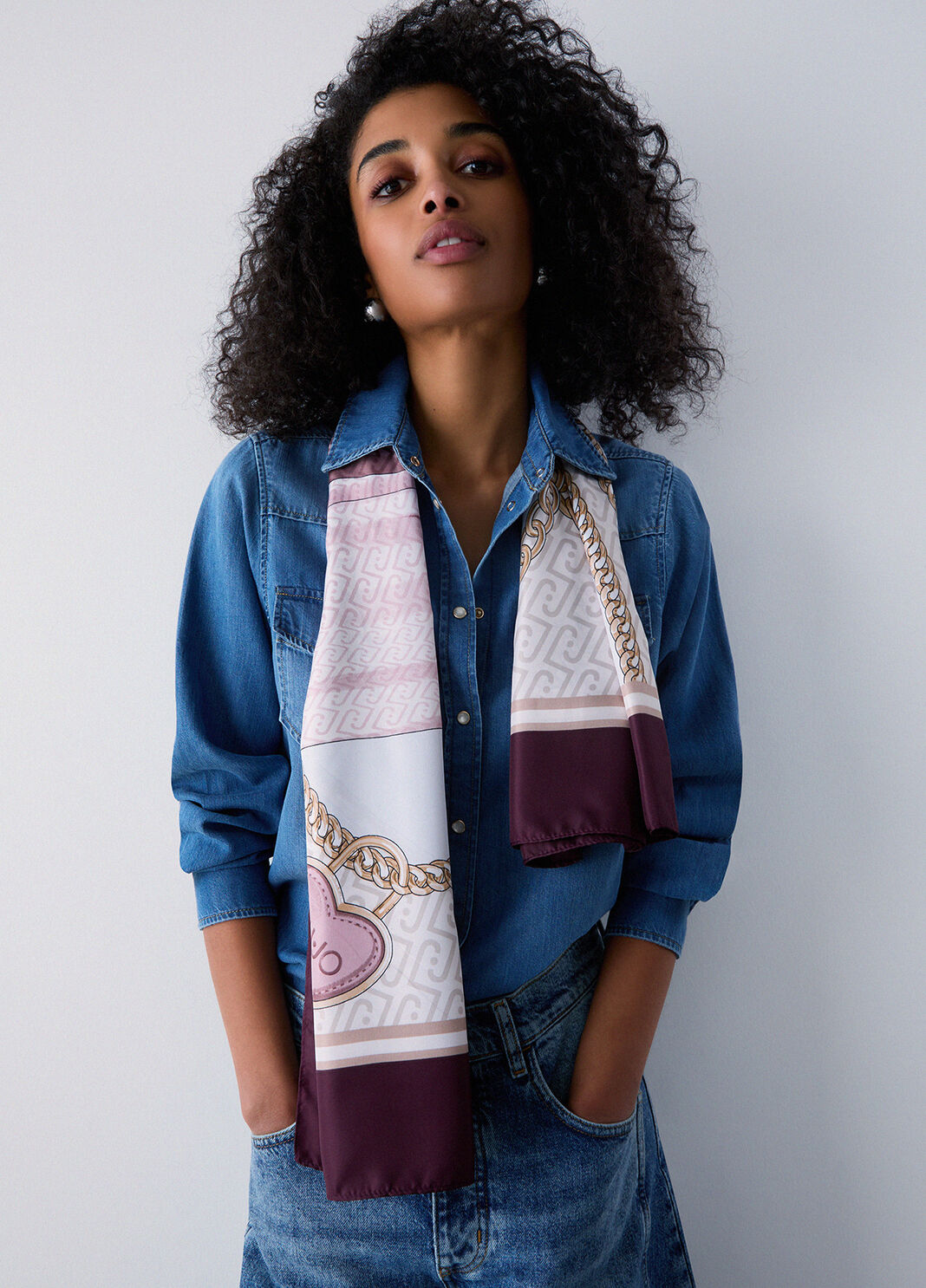 Foulard grande con fiocco marrone Liu Jo - large image number 0