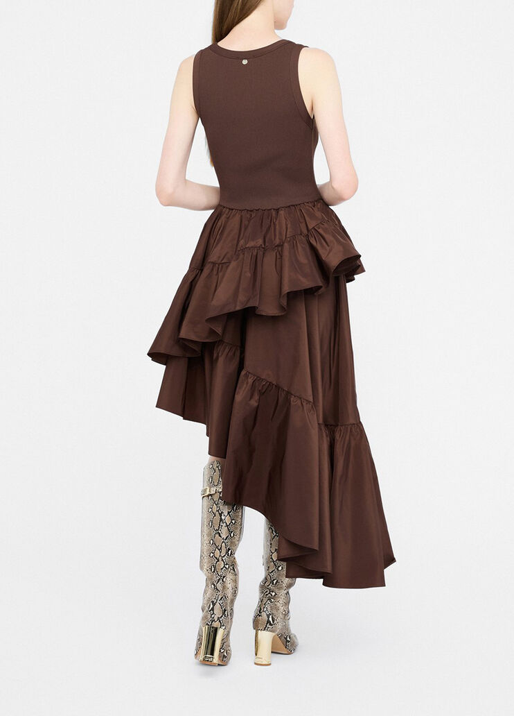 Asymmetrisches Kleid mit Volant Dunkelbraun Liu Jo - medium