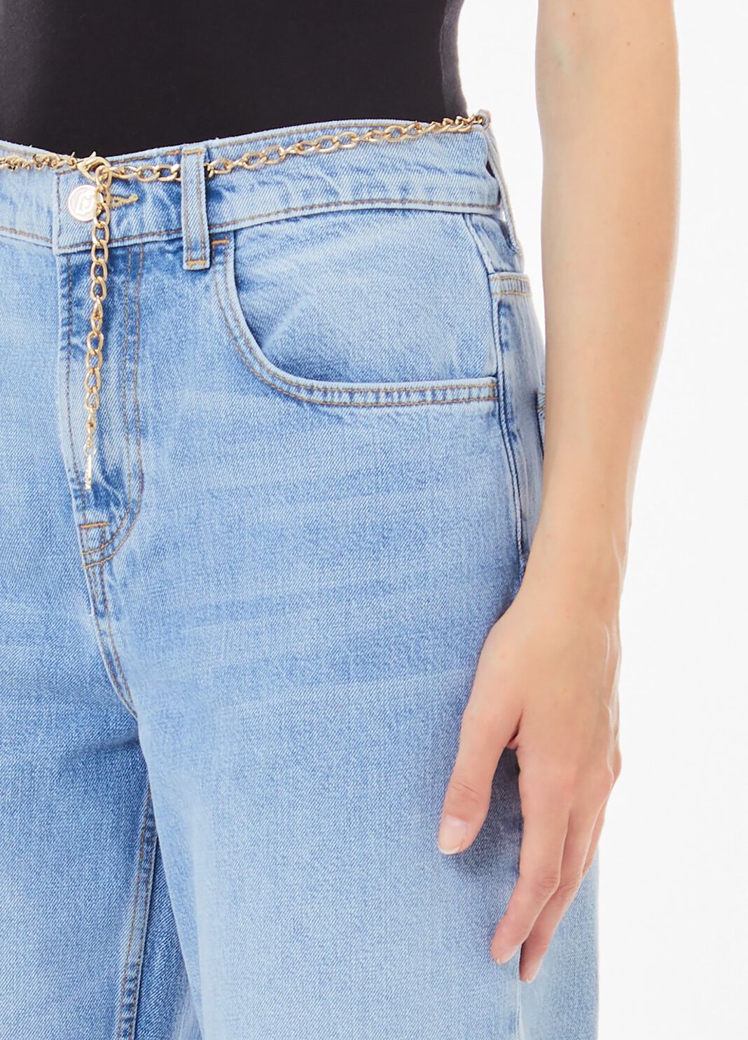 Jeans straight con cintura elegante denim blu Liu Jo - large image number 2