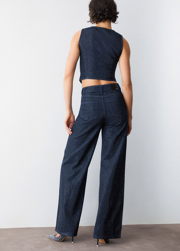 Weste aus Denim mit vollflächigem Strassbesatz Denimblau Liu Jo - large image number 1