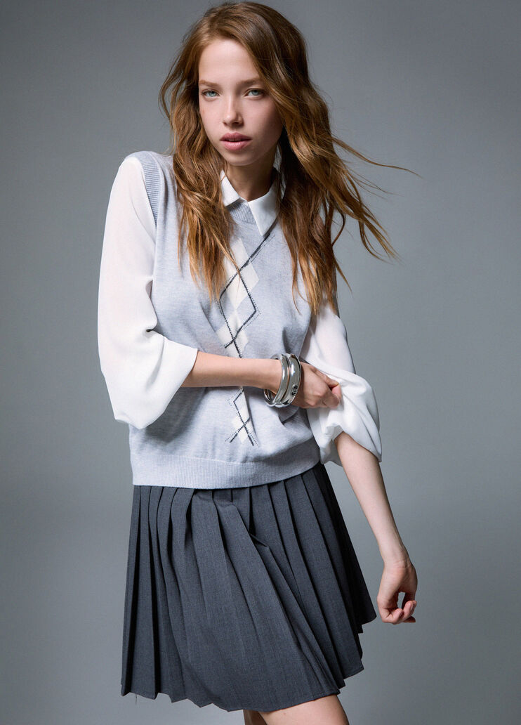 Vest in wool with Argyle grey Liu Jo - medium
