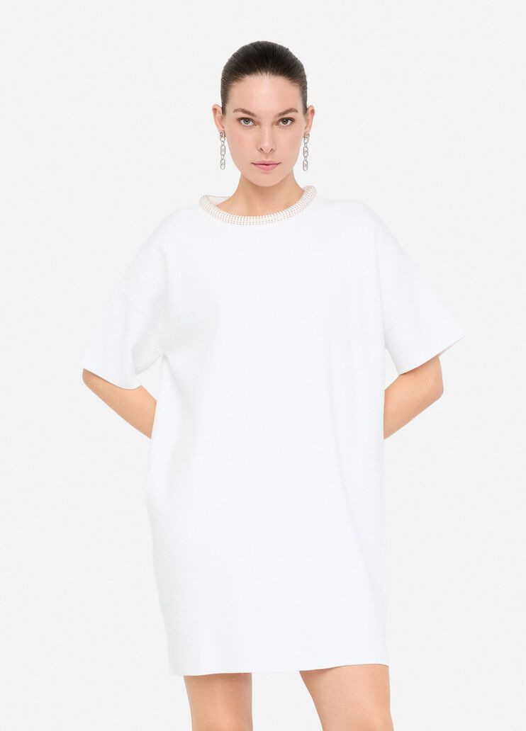 Abito corto in maglia bianco lana Liu Jo - large image number 0 Abito corto in maglia bianco lana Liu Jo - large image number 0