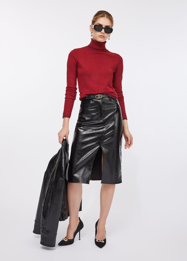 Polo-neck with lurex® details red Liu Jo - large image number 5