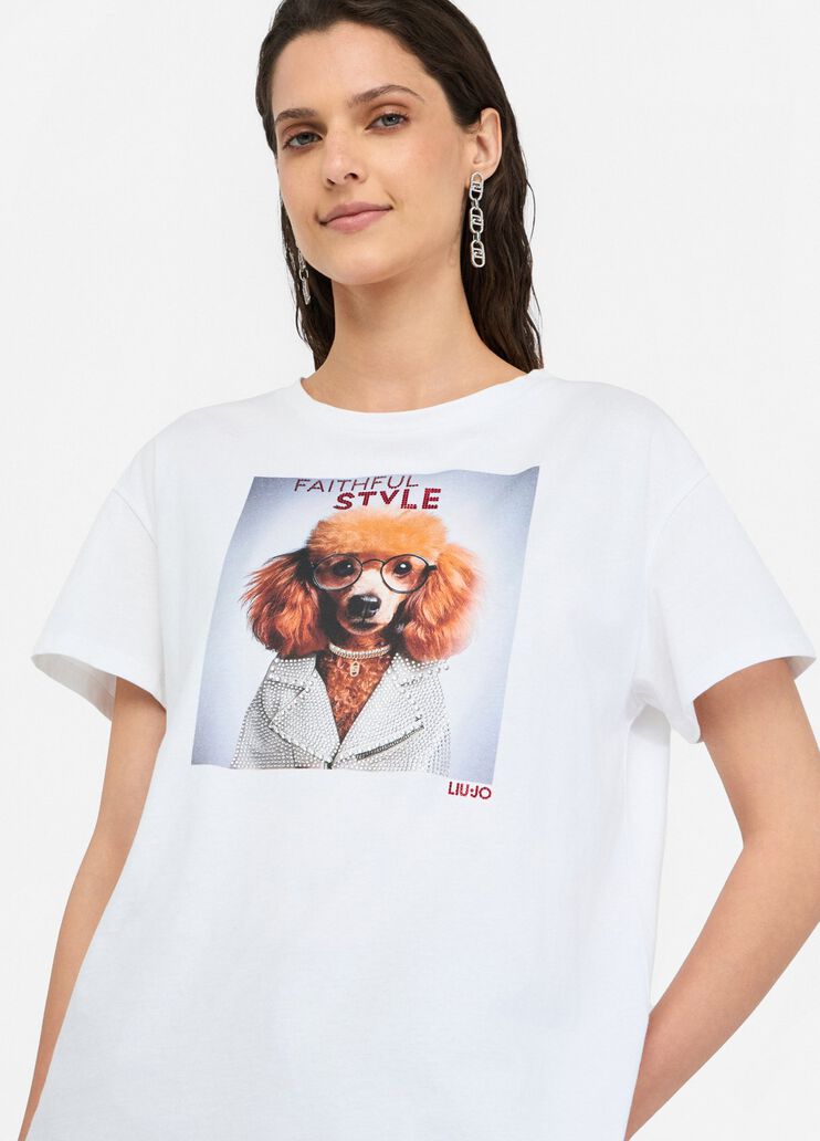 Printed T-shirt with rhinestones white Liu Jo - medium Printed T-shirt with rhinestones white Liu Jo - medium