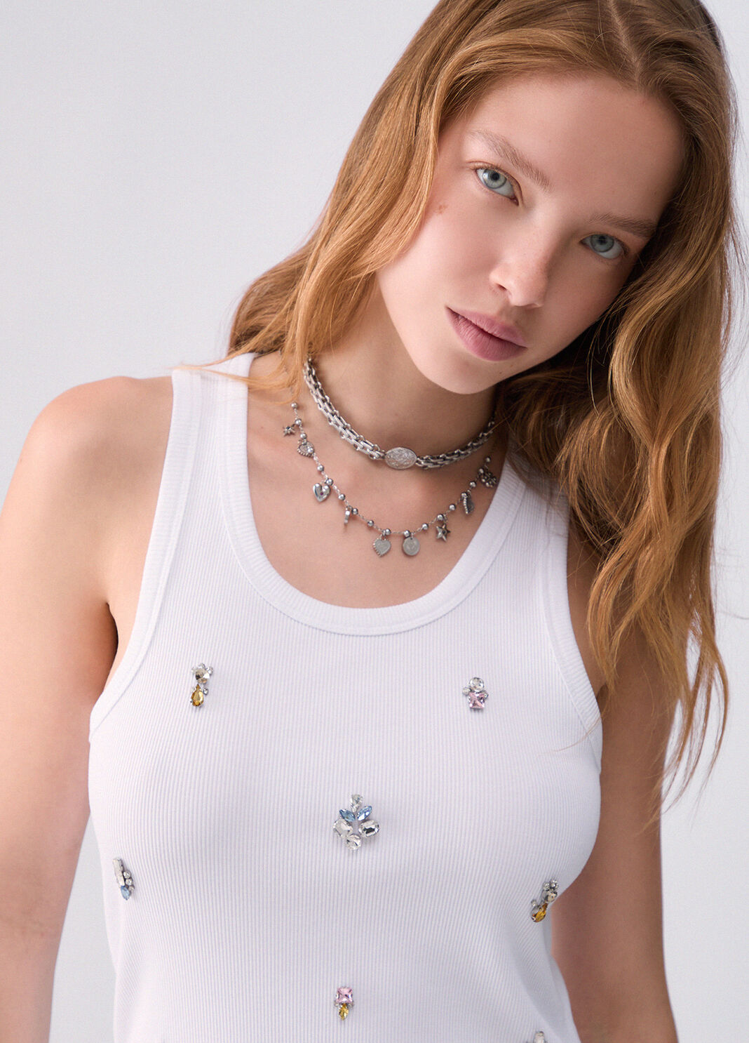 T-shirt with decorazione jewel white Liu Jo - large image number 4