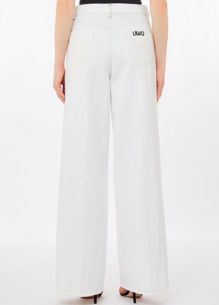 Pantal&oacute;n acampanados de talle alto blanco lana Liu Jo - medium