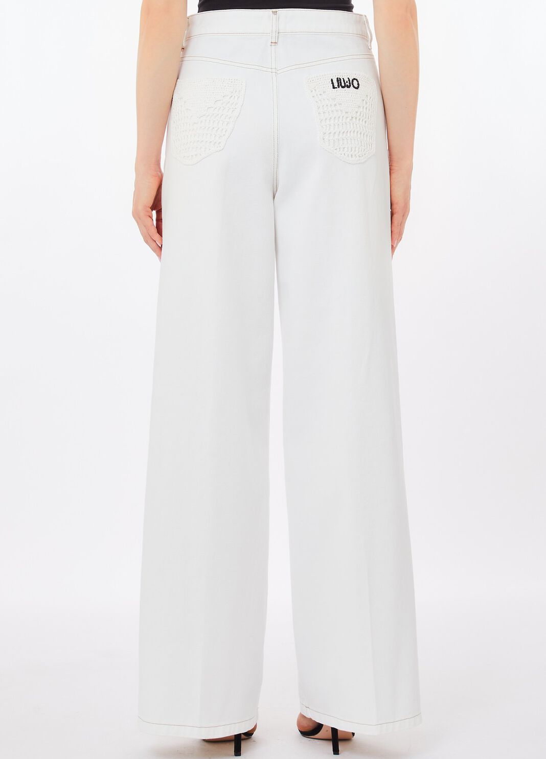 Pantal&oacute;n acampanados de talle alto blanco lana Liu Jo - large image number 1