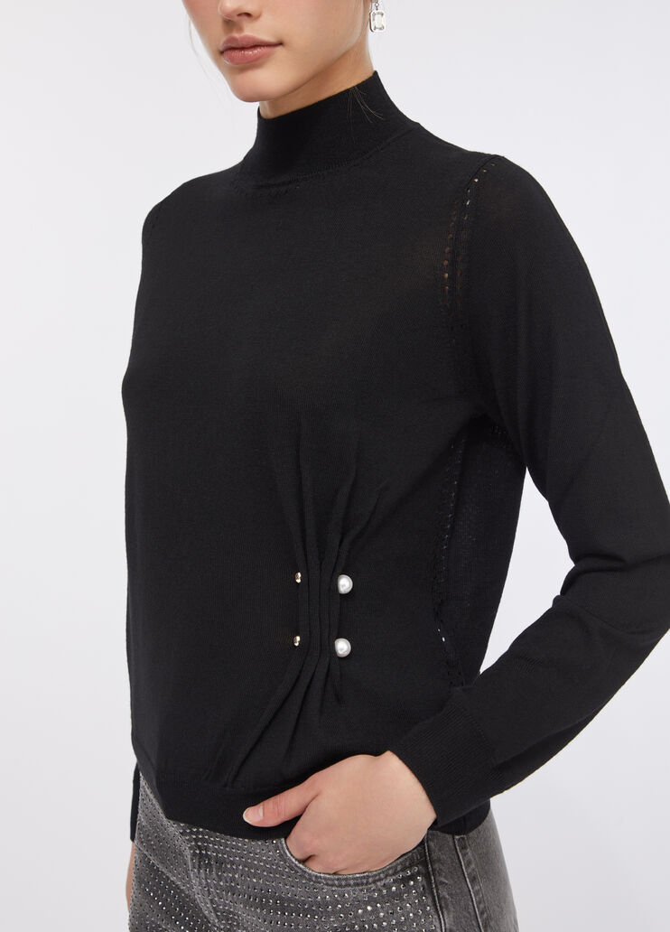 Pull en laine avec perles noir Liu Jo - medium
