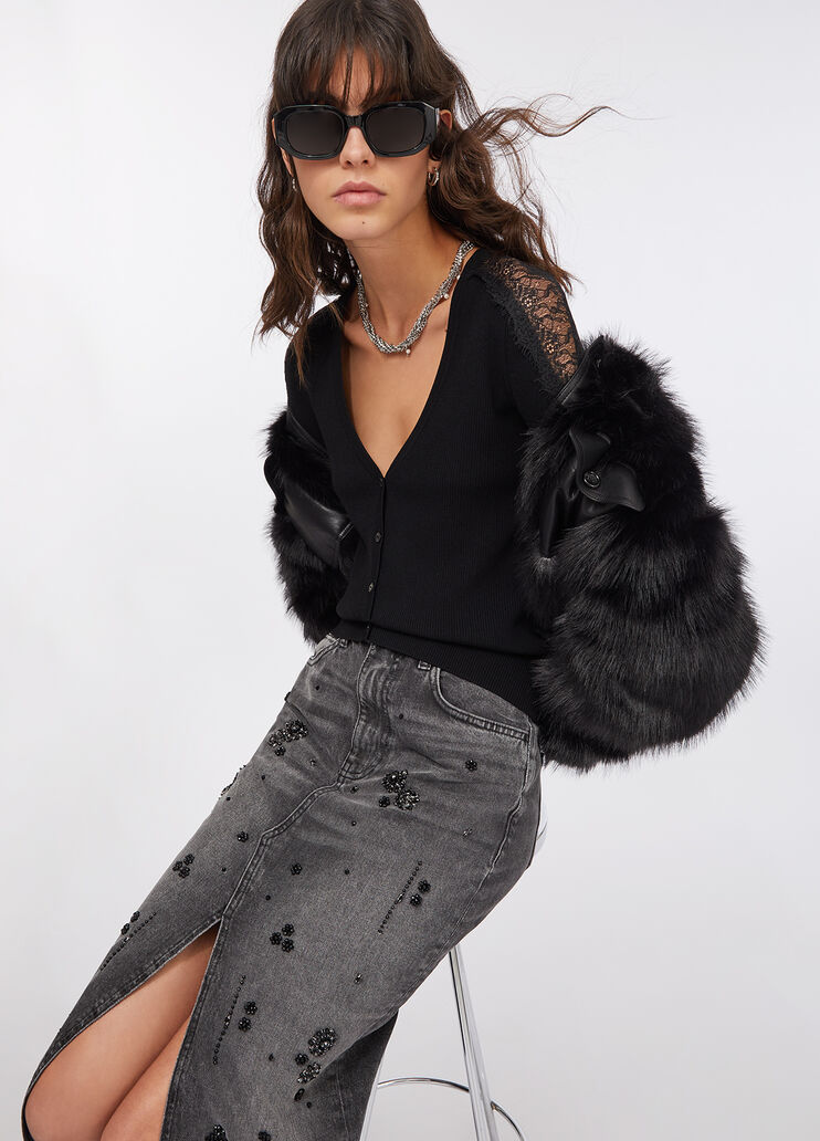 Cardigan avec dentelle noir Liu Jo - medium